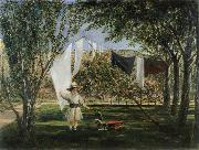 Charles Robert Leslie Child in a Garden with His Little Horse and Cart oil painting artist
